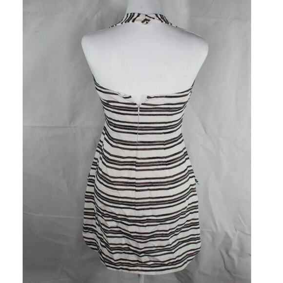 ALC Hudson Halter Mini Dress Stripe Pockets White Black *Altered* As Is Size 4 - Picture 2 of 11